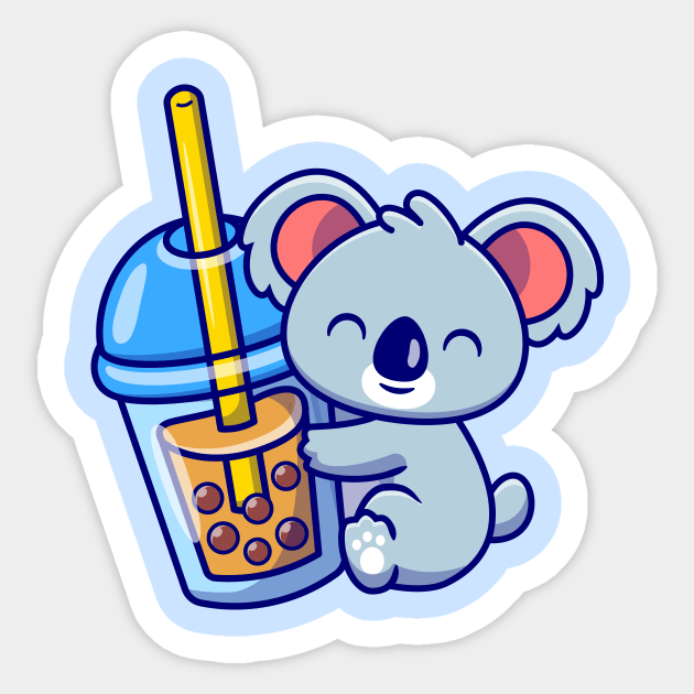 Cute koala hug boba milk tea Sticker by BadrooGraphics Store